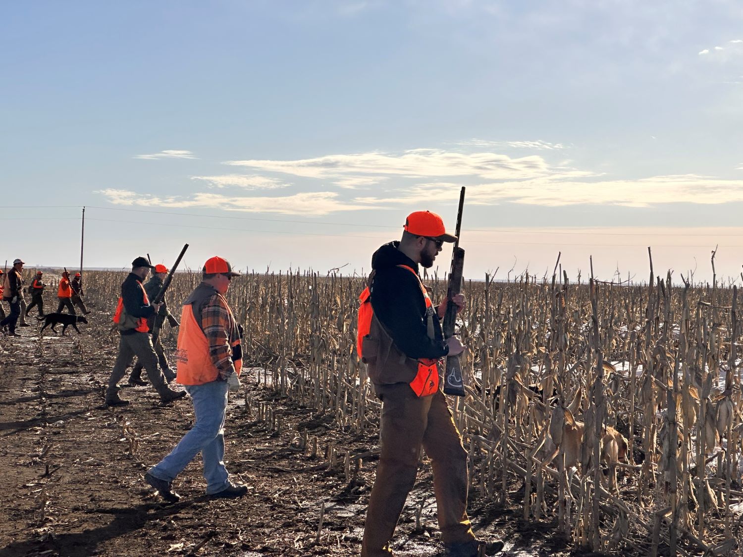 A group of men Phesant hunting 