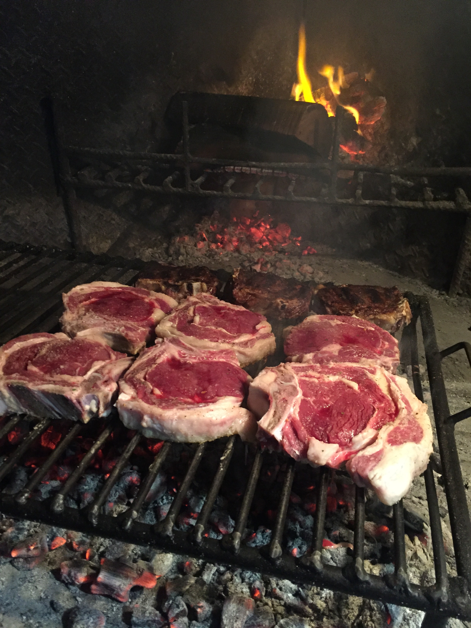 Steaks on an open grill