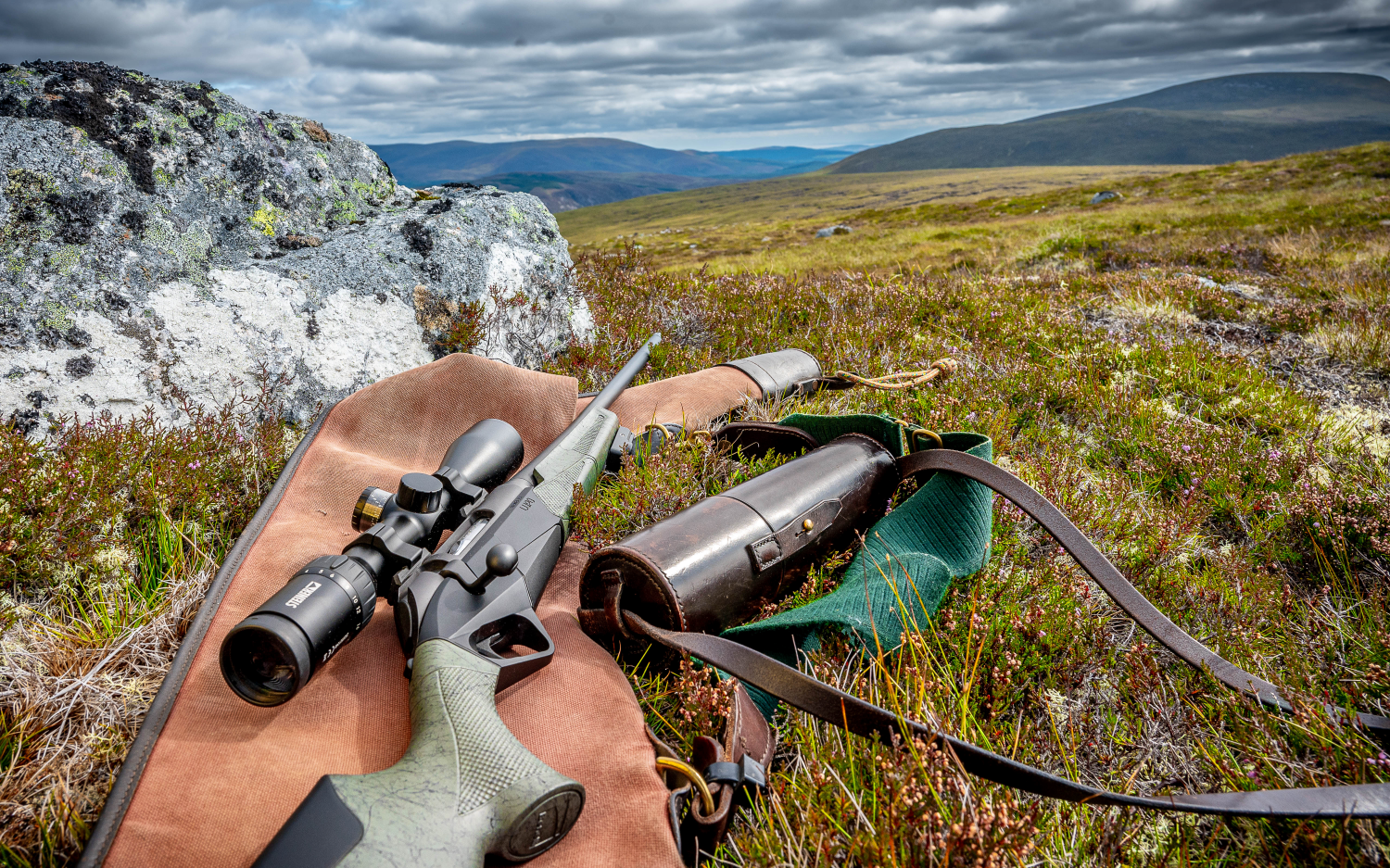 Lupo rifle on a case in the moss With Steiner optic